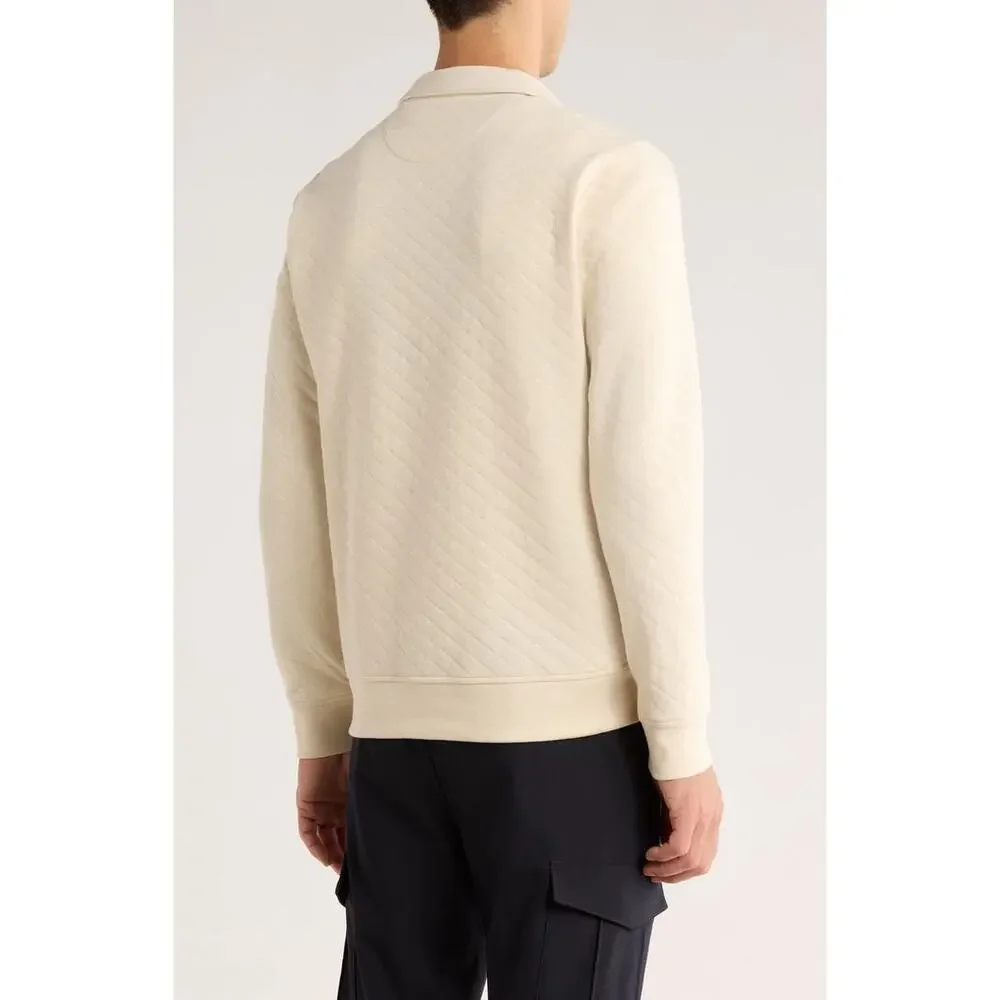 Original Penguin Quilted Pullover Sweatshirt Cream L/G - Picture 2 of 5
